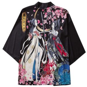 Japansk Haori Duell I Maneskinnet