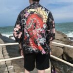 Japansk Haori med Rod Drage