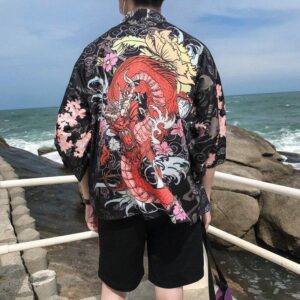 Japansk Haori med Rod Drage