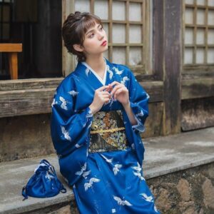 Japansk Kimono Bla og tilbehor