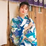 Japansk Kimono Kvinner Monster Bla Blomster 3 1