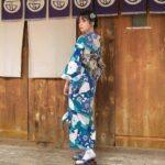 Japansk Kimono Kvinner Monster Bla Blomster 5