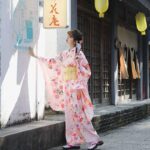 Japansk Kimono Rosa Furisode 5