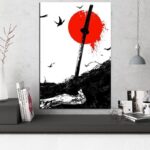 Japansk Maleri Blodig Katana 2