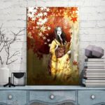 Japansk Maleri Kvinne med Kimono 2