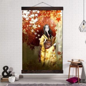 Japansk Maleri Kvinne med Kimono