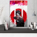 Japansk Maleri Realistisk Geisha 3