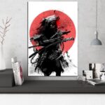 Japansk Maleri Svart Samurai 1
