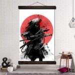 Japansk Maleri Svart Samurai