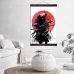 Japansk Maleri Svart Samurai 2