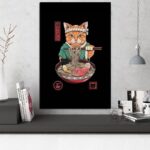 Japansk Maleri Vinduer Katt