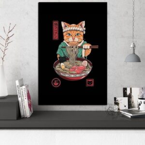 Japansk Maleri Vinduer Katt