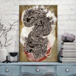 Japansk Maleri med Drage Ryu 1