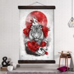 Japansk Maleri med Hvit Tiger