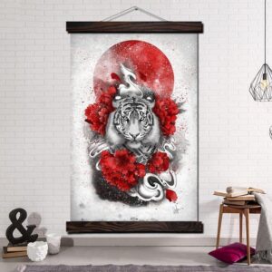 Japansk Maleri med Hvit Tiger