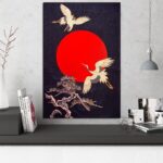 Japansk Maleri med Trane I Japan 1