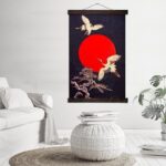 Japansk Maleri med Trane I Japan 2