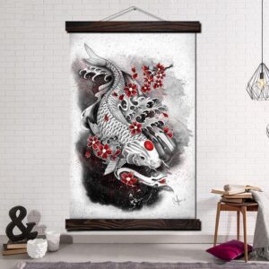Japansk Plakat Karpe og Sakura