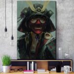 Japansk Plakat Kvinne med Samuraihjelm 3