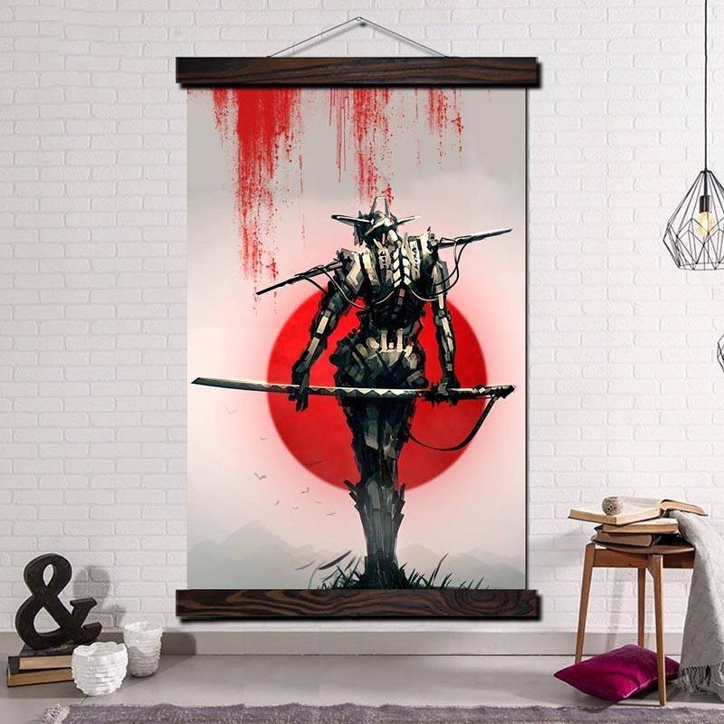 Japansk Plakat Steampunk Samurai Japansk Plakat Steampunk Samurai