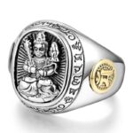Japansk Ring med Buddhistiske Symboler 1