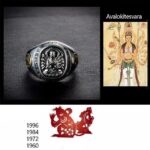 Japansk Ring med Buddhistiske Symboler 7