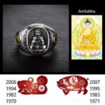 Japansk Ring med Buddhistiske Symboler 9