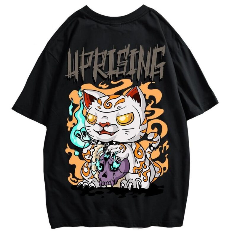 Japansk T skjorte Opprorsk Katt Japansk T skjorte Opprorsk Katt