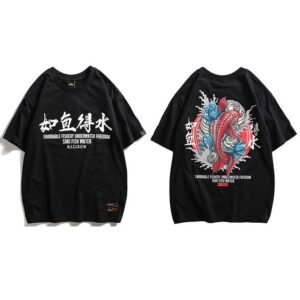 Japansk T skjorte med Koi og Lotus 6