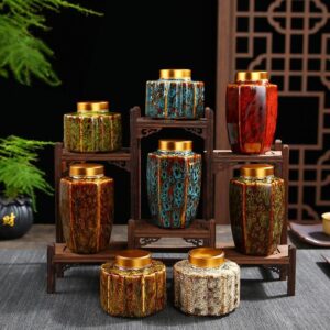 Japansk Te eske Vintage Fargerik