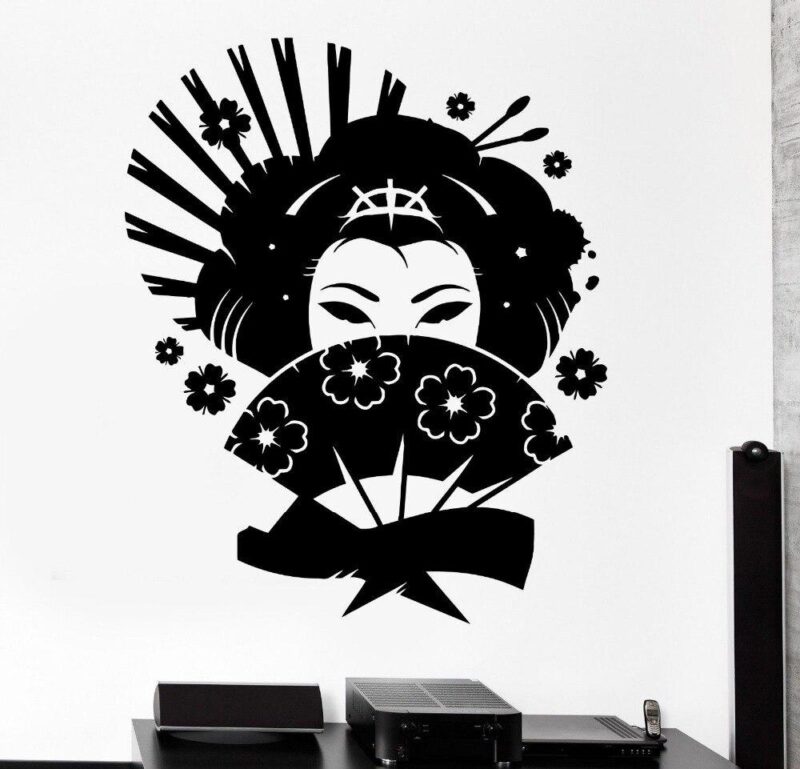 Japansk Veggklistremerke Mork Geisha