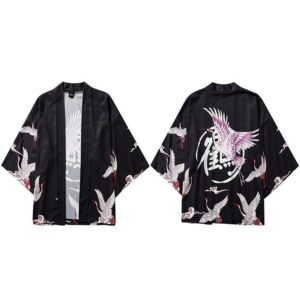 Kimono Haori Japansk Trane 3