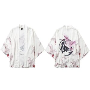 Kimono Haori Japansk Trane 4