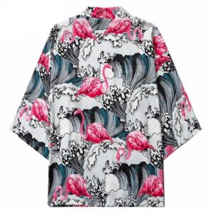 Kimono Jakke med Flamingo Monster