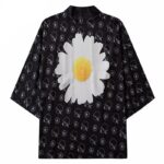 Kort Kimono med Blomster