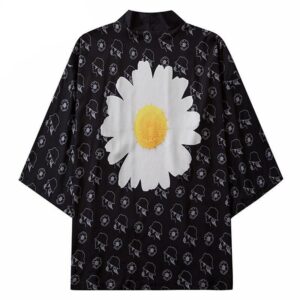 Kort Kimono med Blomster