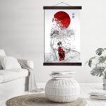 Plakat med Japansk Kvinne og Kirsebaertre 2