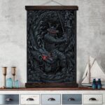 Plakat med Japansk Samurai og Drage