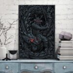 Plakat med Japansk Samurai og Drage 3
