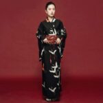 Svart Japansk Kimono for Kvinner 1