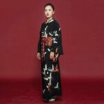 Svart Japansk Kimono for Kvinner 3