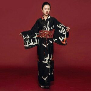 Svart Japansk Kimono for Kvinner