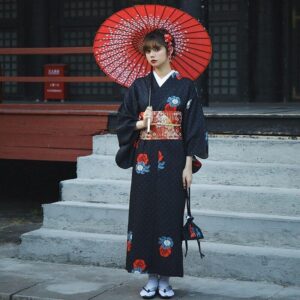 Svart Kimono Kjole