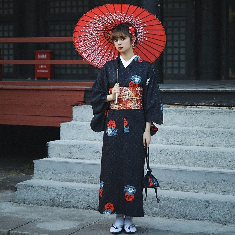 Svart Kimono Kjole Svart Kimono Kjole