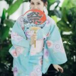 japansk kimono dame blomst 3