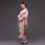 japansk kimono kvinne rosa 3