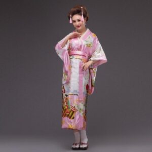 japansk kimono kvinne rosa