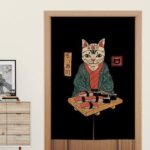 japansk noren sushi katt