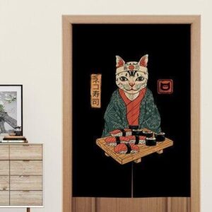 japansk noren sushi katt