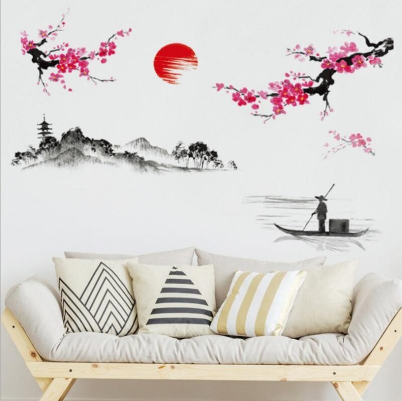 japansk veggklistremerke landskap 3